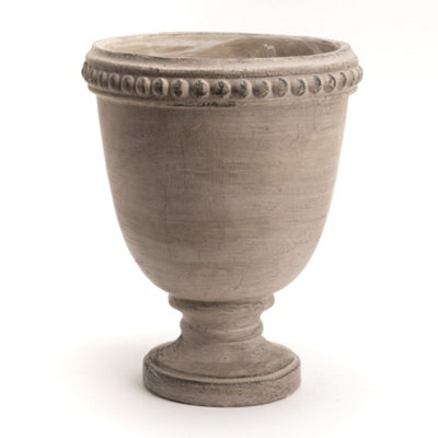 Vintage Style Cement Footed Garden Décor Plant Pot Indoor Outdoor Planter (Dia) 21cm, (H)26cm