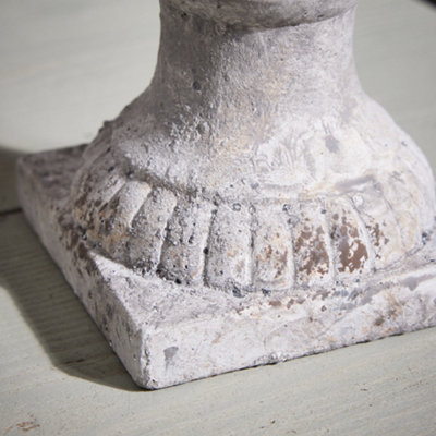 Vintage Style Cement Footed Medium Flower Vase Garden Décor Plant Pot Ourdoor Planter (H) 32cm, (Dia)22cm
