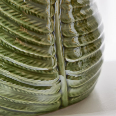 Vintage Style Ceramic Pitcher Jug Vase Botanical Leaf Finish Decorative Flower Vase - 5