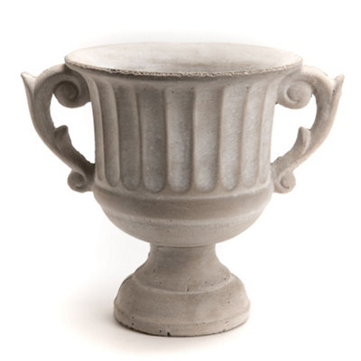 Vintage Style Concrete Grey Large Indoor Outdoor Planter Plant Pot with Baroque Scrolled Handles