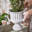 Vintage Style Concrete Grey Large Indoor Outdoor Planter Plant Pot with Baroque Scrolled Handles