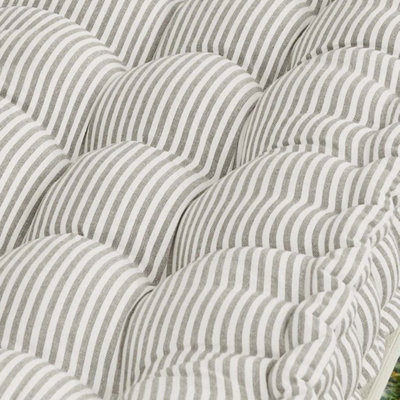 Vintage Style  Cotton Grey Striped Reversible Garden Furniture Bench Cushion