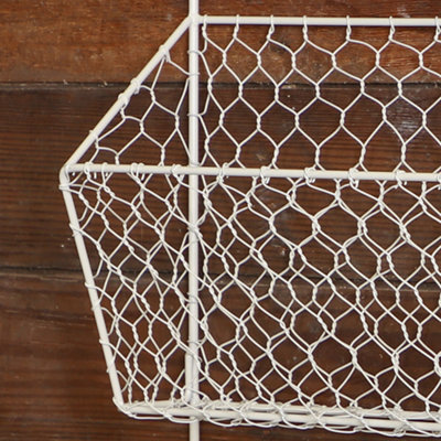 Vintage Style Country Cream 3 Section Wire Storage Rack