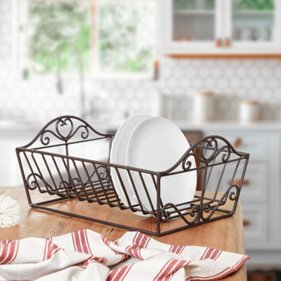 Vintage Style Country Heart Kitchen Plate Dish Drainer Rack