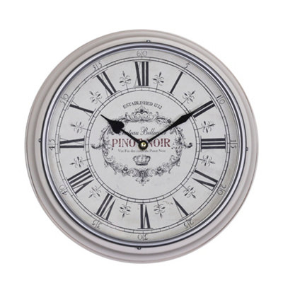 Vintage Style Cream Distressed Effect Iron Wall Clock Analogue Roman Kitchen Hallway Living Room Decorative Clock