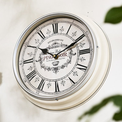 Vintage Style Cream Distressed Effect Iron Wall Clock Analogue Roman Kitchen Hallway Living Room Decorative Clock - 3