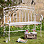 Vintage Style Cream Iron Arched Back Outdoor Garden Furniture Two Seater Garden Bench