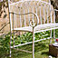 Vintage Style Cream Iron Arched Back Outdoor Garden Furniture Two Seater Garden Bench