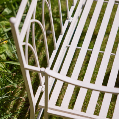 Vintage Style Cream Iron Arched Back Outdoor Garden Furniture Two Seater Garden Bench - 5