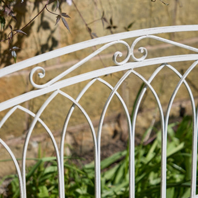 Vintage Style Cream Iron Arched Back Outdoor Garden Furniture Two Seater Garden Bench - 6