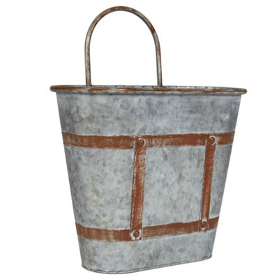 Vintage Style Effect Weathered Effect Galvanised Trough Planter Flower Pot Embossed Dolly Tub Outdoor Garden Planter