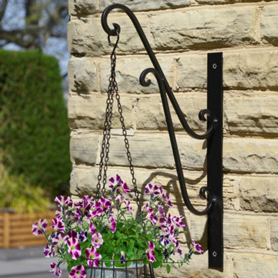 Vintage Style Extra Large Ornate Black Wall Bracket Outdoor Basket Hanger Garden Hanging Basket Bracket