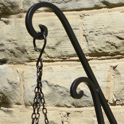 Vintage Style Extra Large Ornate Black Wall Bracket Outdoor Basket Hanger Garden Hanging Basket Bracket