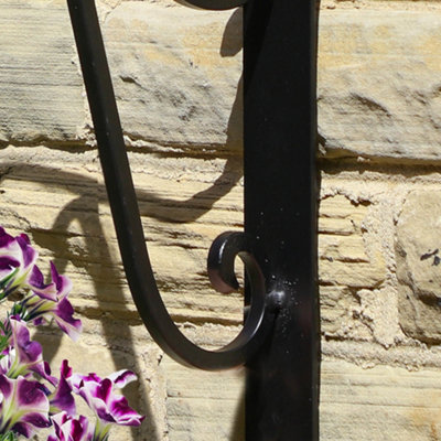 Vintage Style Extra Large Ornate Black Wall Bracket Outdoor Basket Hanger Garden Hanging Basket Bracket - 3