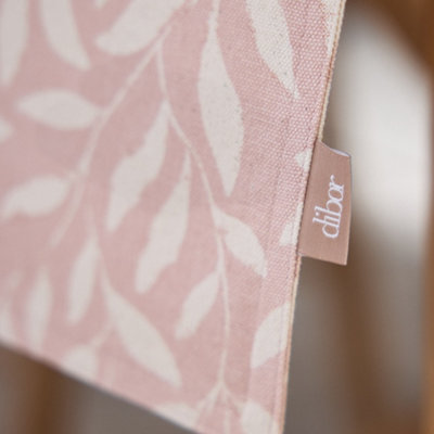 Vintage Style Extra Rose Blush Green Cotton Leaf Table Runner 220cm - 5