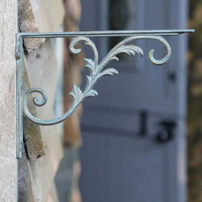 Vintage Style Fern Green Ornate Wall Bracket Outdoor Basket Hanger Garden Hanging Basket Bracket - 3