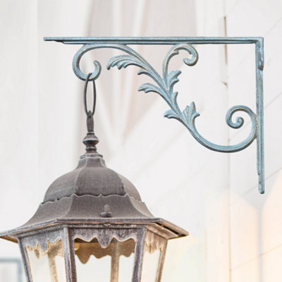 Vintage Style Fern Green Ornate Wall Bracket Outdoor Basket Hanger Garden Hanging Basket Bracket - 4