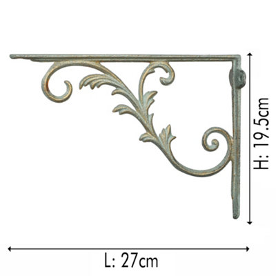 Vintage Style Fern Green Ornate Wall Bracket Outdoor Basket Hanger Garden Hanging Basket Bracket