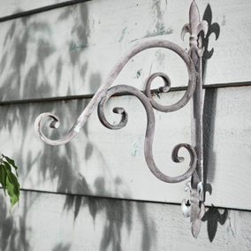 Vintage Style Fleur de Lys Ornate Scrolled Outdoor Garden Bird Feeder Hanging Wall Bracket