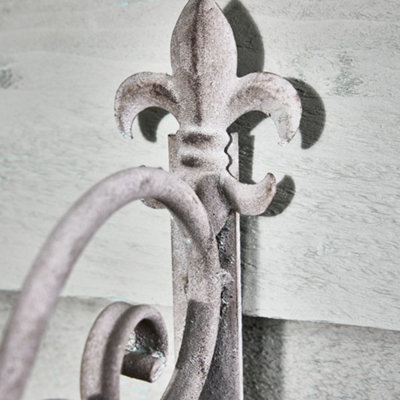Vintage Style Fleur de Lys Ornate Scrolled Outdoor Garden Bird Feeder Hanging Wall Bracket - 4
