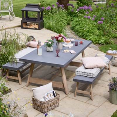 Vintage Style Garden Picnic Bench Dining Table with Outdoor Garden ...