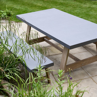 Vintage Style Garden Picnic Bench Dining Table with Outdoor Garden Bench Patio Lawn Decking Terrace Furniture - 4