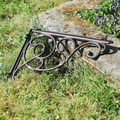 Vintage Style Giant Cast Iron Ornate Wall Bracket Outdoor Basket Hanger Garden Hanging Basket Bracket - 4
