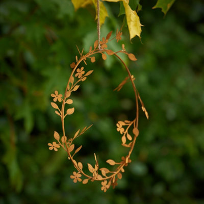 Vintage Style Gold Floral Metal Hanging Botanical Wreath Home Garden Decor 25cm