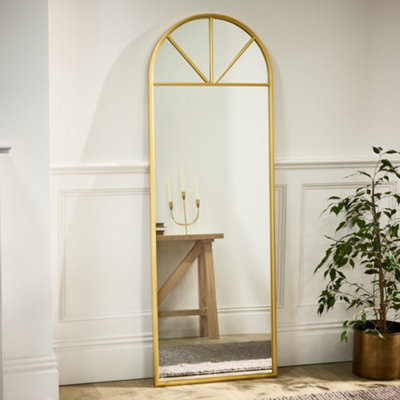 Vintage Style Gold Mirror Decorative Tall Full Length Mirror Rounded Arch Mirror H170cm x W60.5cm