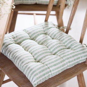 Vintage Style Green Striped Indoor Ourdoor Garden Furniture Dining Chair Seat Pad