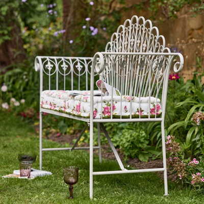 Vintage Style Grey Iron Outdoor Garden Furniture Bench - 3