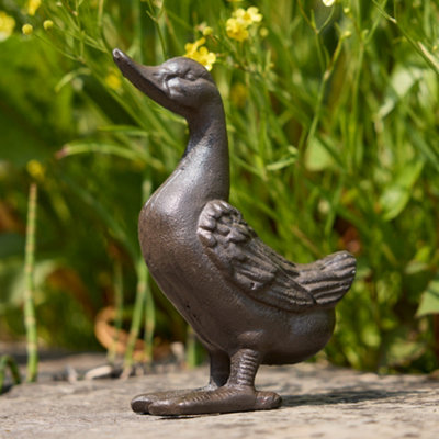Vintage Style Heavy Duty Cast Iron Denzel the Duck Garden Ornament for