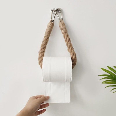 Vintage style hemp rope towel rack toilet paper holder with screws