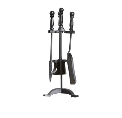 Vintage Style Indoor Companion Set Fireplace Coal Fire Wood Burner Accessories Tong, Brush, Poker & Shovel Cast Iron Black FIRE68 Price Comparisons | Compare The Build