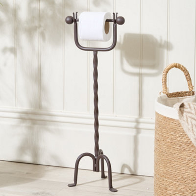 Vintage Style Iron Antique Toilet Paper Holder Freestanding Bathroom Toilet Roll Holder