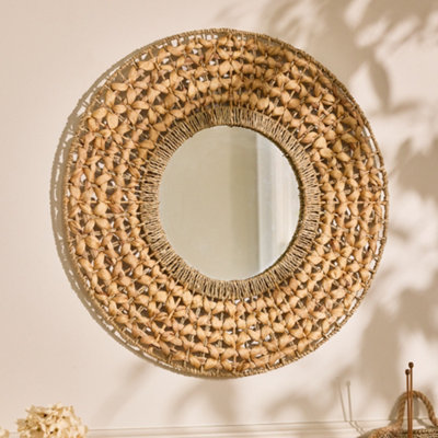 Vintage Style Lakelyn Water Hyacinth Wall Mirror Dia 65cm
