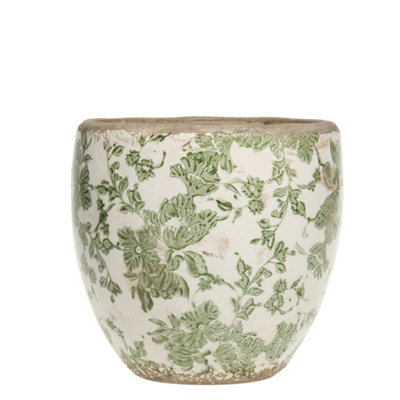 Vintage Style Large Ceramic Botanical Worn Effect Indoor Outdoor Garden Planter Flower Plant Pot