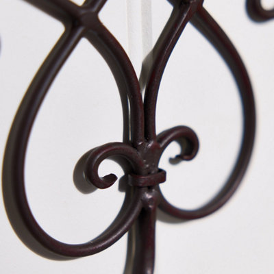 Vintage Style Lyon Ornate Scrolled Brown Iron Wall Toilet Roll Holder - 3
