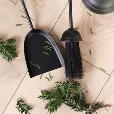 Vintage Style Matte Black 4pc Fireside Companion Set with Ornate Finish Handles Fireplace Tool Set - 4