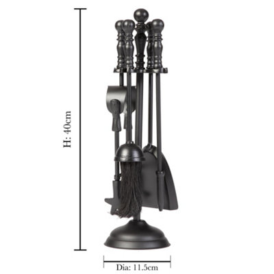 Vintage Style Matte Black 4pc Fireside Companion Set with Ornate Finish Handles Fireplace Tool Set - 5
