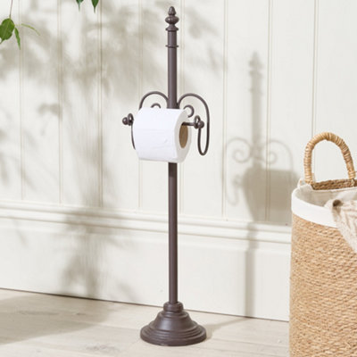 Vintage Style Ornate Scrolled Antique Toilet Paper Holder Freestanding Bathroom Toilet Roll Holder