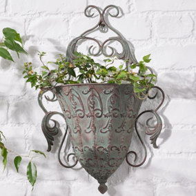 Vintage Style Ornate Scrolled Wall Mounted Planter Wall Hanging Baroque Flower Pots Outdoor Garden Plant Pots