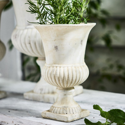 Grand Pot De Fleur Amphore Fonte Aubaho – Style Antique Blanc – 37x26x27cm – Neuf