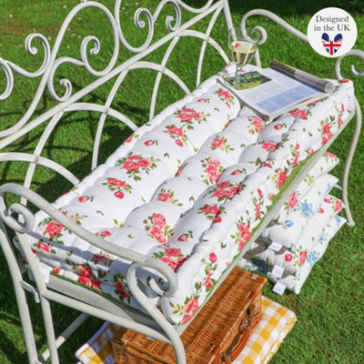 Outdoor metal cheap bench with cushion