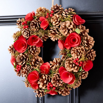 Vintage Style Red Berries and Roses Festive Decor Autumn-Winter Front ...