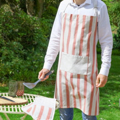 Vintage Style Red Striped Adult Cooking Kitchen Apron