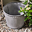 Vintage Style Rippled Grey Garden Planter Galvanised Trough Bucket Flower Pot Embossed Round Outdoor Garden Planter