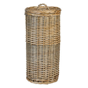 Vintage Style Round Wicker Toilet Roll Storage Basket