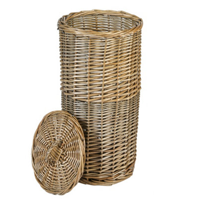 Vintage Style Round Wicker Toilet Roll Storage Basket