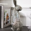 Vintage Style Silver Rabbit Sitting Decoration Sculpture Hare Ornament
